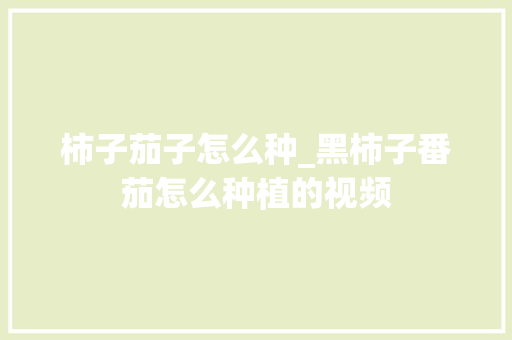 柿子茄子怎么种_黑柿子番茄怎么种植的视频 柿子茄子怎么种_黑柿子番茄怎么种植的视频 番茄种植技巧