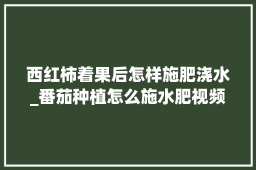 西红柿着果后怎样施肥浇水_番茄种植怎么施水肥视频 土壤施肥 西红柿着果后怎样施肥浇水_番茄种植怎么施水肥视频 西红柿着果后怎样施肥浇水_番茄种植怎么施水肥视频 土壤施肥