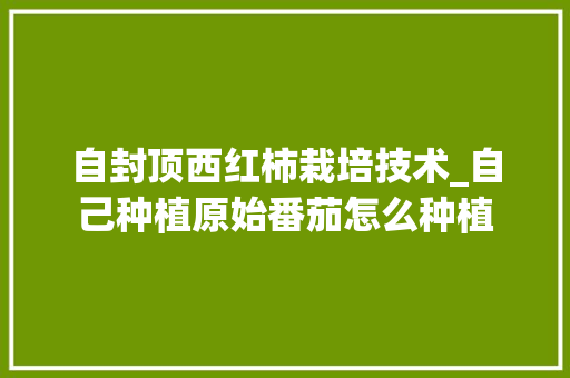 自封顶西红柿栽培技术_自己种植原始番茄怎么种植 自封顶西红柿栽培技术_自己种植原始番茄怎么种植 植物种类