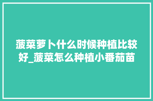 菠菜萝卜什么时候种植比较好_菠菜怎么种植小番茄苗视频
