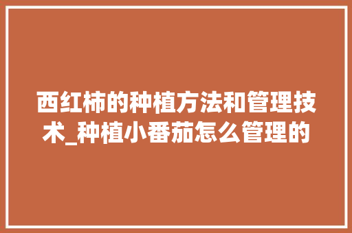 西红柿的种植方法和管理技术_种植小番茄怎么管理的呢 西红柿的种植方法和管理技术_种植小番茄怎么管理的呢 番茄病虫害防治