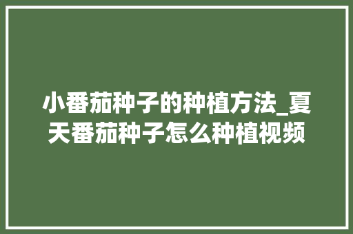 小番茄种子的种植方法_夏天番茄种子怎么种植视频 小番茄种子的种植方法_夏天番茄种子怎么种植视频 植物种类
