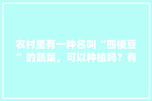 农村里有一种名叫“四棱豆”的蔬菜，可以种植吗？有哪些功效_儿童蔬菜种植技巧图解大全