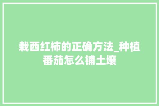 栽西红柿的正确方法_种植番茄怎么铺土壤 栽西红柿的正确方法_种植番茄怎么铺土壤 番茄病虫害防治
