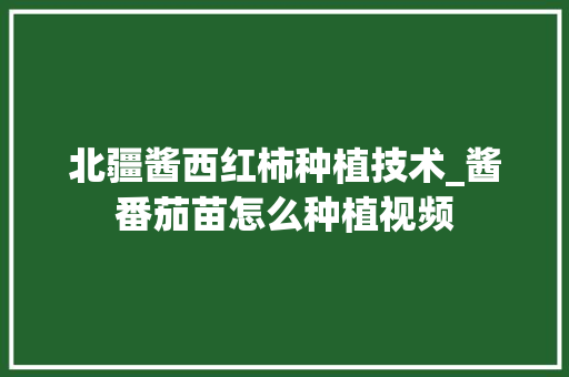 北疆酱西红柿种植技术_酱番茄苗怎么种植视频 北疆酱西红柿种植技术_酱番茄苗怎么种植视频 土壤施肥