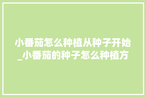 小番茄怎么种植从种子开始_小番茄的种子怎么种植方法视频 小番茄怎么种植从种子开始_小番茄的种子怎么种植方法视频 植物种类