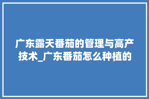 广东露天番茄的管理与高产技术_广东番茄怎么种植的多一点 番茄种植技巧 广东露天番茄的管理与高产技术_广东番茄怎么种植的多一点 广东露天番茄的管理与高产技术_广东番茄怎么种植的多一点 番茄种植技巧