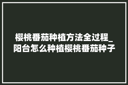 樱桃番茄种植方法全过程_阳台怎么种植樱桃番茄种子 种植技巧 樱桃番茄种植方法全过程_阳台怎么种植樱桃番茄种子 樱桃番茄种植方法全过程_阳台怎么种植樱桃番茄种子 种植技巧