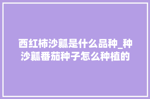 西红柿沙瓤是什么品种_种沙瓤番茄种子怎么种植的