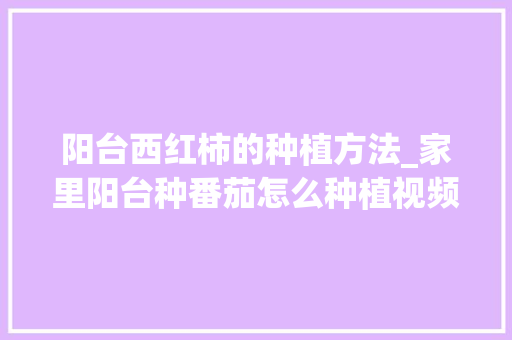 阳台西红柿的种植方法_家里阳台种番茄怎么种植视频