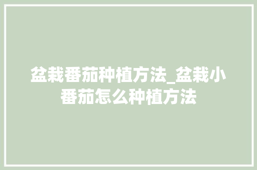 盆栽番茄种植方法_盆栽小番茄怎么种植方法 盆栽番茄种植方法_盆栽小番茄怎么种植方法 农业常识