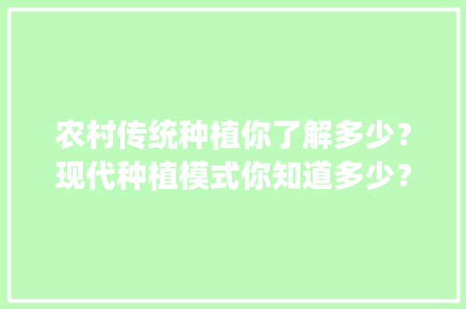 农村传统种植你了解多少？现代种植模式你知道多少？乡村发展你选择哪条路？为什么_科技苑怎么种植番茄的