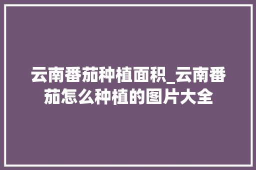 云南番茄种植面积_云南番茄怎么种植的图片大全 云南番茄种植面积_云南番茄怎么种植的图片大全 花朵知识