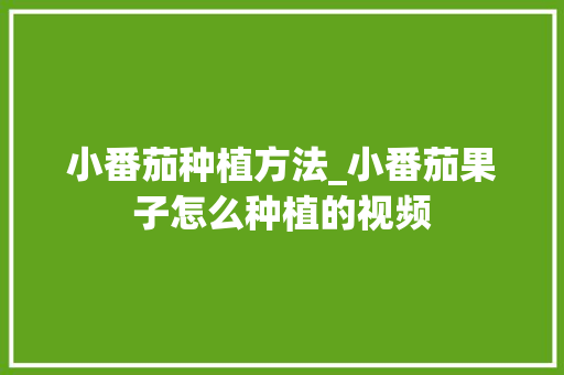 小番茄种植方法_小番茄果子怎么种植的视频 小番茄种植方法_小番茄果子怎么种植的视频 番茄病虫害防治