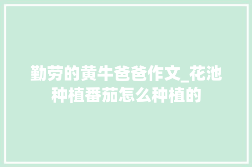 勤劳的黄牛爸爸作文_花池种植番茄怎么种植的 勤劳的黄牛爸爸作文_花池种植番茄怎么种植的 番茄病虫害防治