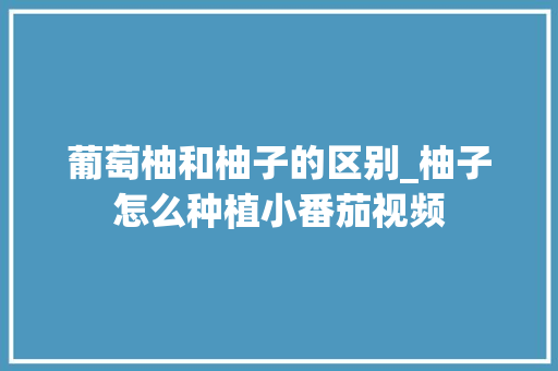 葡萄柚和柚子的区别_柚子怎么种植小番茄视频 葡萄柚和柚子的区别_柚子怎么种植小番茄视频 种植技巧
