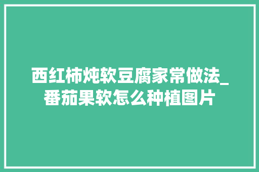 西红柿炖软豆腐家常做法_番茄果软怎么种植图片 西红柿炖软豆腐家常做法_番茄果软怎么种植图片 农业常识