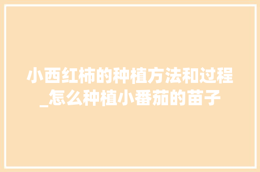 小西红柿的种植方法和过程_怎么种植小番茄的苗子 小西红柿的种植方法和过程_怎么种植小番茄的苗子 番茄病虫害防治