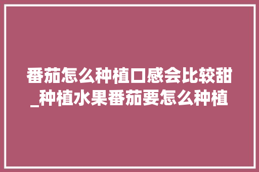 番茄怎么种植口感会比较甜_种植水果番茄要怎么种植呢 番茄怎么种植口感会比较甜_种植水果番茄要怎么种植呢 农业常识