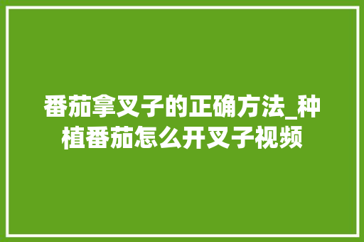 番茄拿叉子的正确方法_种植番茄怎么开叉子视频 番茄拿叉子的正确方法_种植番茄怎么开叉子视频 植物种类