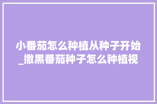 小番茄怎么种植从种子开始_撒黑番茄种子怎么种植视频 小番茄怎么种植从种子开始_撒黑番茄种子怎么种植视频 植物种类