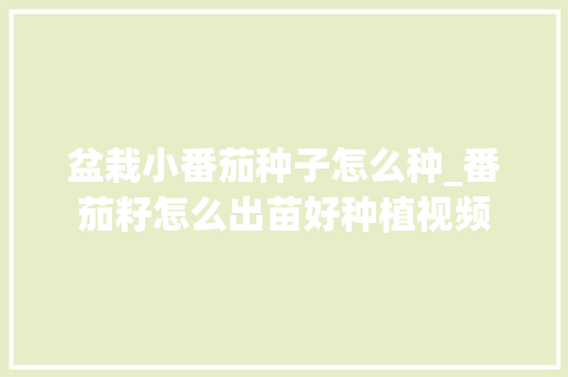 盆栽小番茄种子怎么种_番茄籽怎么出苗好种植视频 盆栽小番茄种子怎么种_番茄籽怎么出苗好种植视频 花朵知识