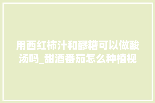 用西红柿汁和醪糟可以做酸汤吗_甜酒番茄怎么种植视频教程 用西红柿汁和醪糟可以做酸汤吗_甜酒番茄怎么种植视频教程 土壤施肥