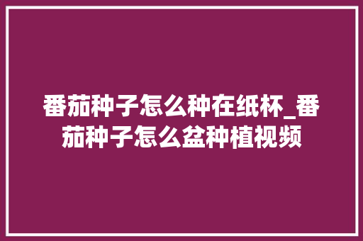 番茄种子怎么种在纸杯_番茄种子怎么盆种植视频 番茄种子怎么种在纸杯_番茄种子怎么盆种植视频 农业常识