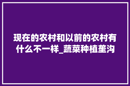 现在的农村和以前的农村有什么不一样_蔬菜种植垄沟技巧视频教程 现在的农村和以前的农村有什么不一样_蔬菜种植垄沟技巧视频教程 番茄种植技巧