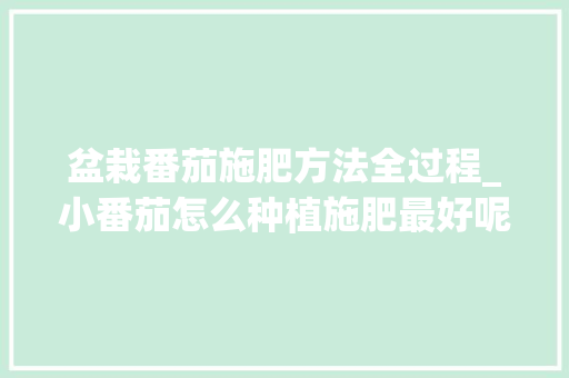 盆栽番茄施肥方法全过程_小番茄怎么种植施肥最好呢