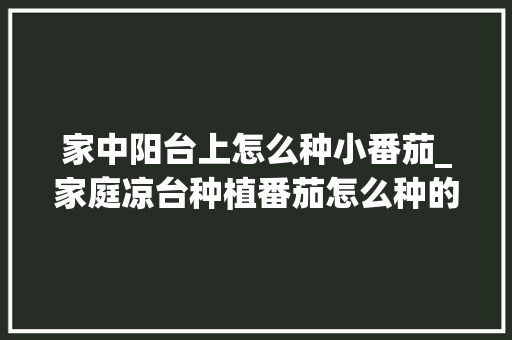 家中阳台上怎么种小番茄_家庭凉台种植番茄怎么种的 家中阳台上怎么种小番茄_家庭凉台种植番茄怎么种的 植物种类