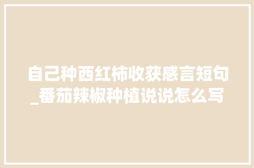自己种西红柿收获感言短句_番茄辣椒种植说说怎么写的 自己种西红柿收获感言短句_番茄辣椒种植说说怎么写的 农业常识