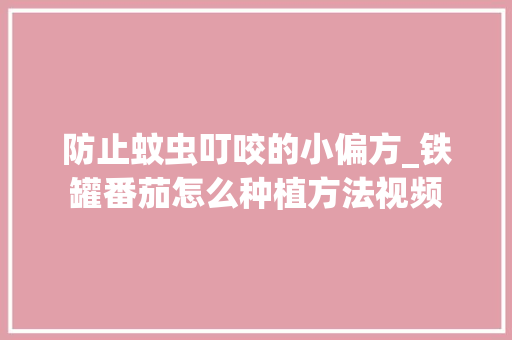 防止蚊虫叮咬的小偏方_铁罐番茄怎么种植方法视频