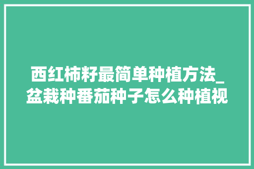 西红柿籽最简单种植方法_盆栽种番茄种子怎么种植视频 西红柿籽最简单种植方法_盆栽种番茄种子怎么种植视频 农业常识