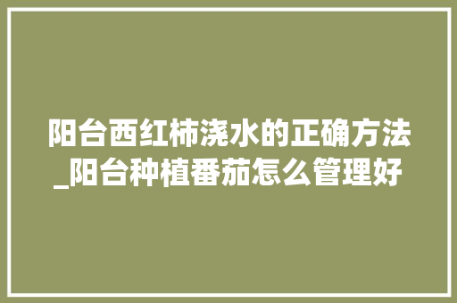 阳台西红柿浇水的正确方法_阳台种植番茄怎么管理好呢 阳台西红柿浇水的正确方法_阳台种植番茄怎么管理好呢 植物种类