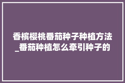 香槟樱桃番茄种子种植方法_番茄种植怎么牵引种子的 香槟樱桃番茄种子种植方法_番茄种植怎么牵引种子的 农业常识