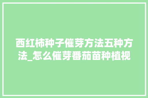 西红柿种子催芽方法五种方法_怎么催芽番茄苗种植视频