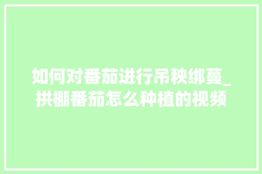如何对番茄进行吊秧绑蔓_拱棚番茄怎么种植的视频 如何对番茄进行吊秧绑蔓_拱棚番茄怎么种植的视频 花朵知识