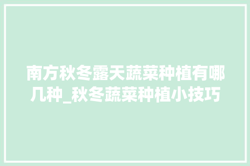 南方秋冬露天蔬菜种植有哪几种_秋冬蔬菜种植小技巧图片大全 南方秋冬露天蔬菜种植有哪几种_秋冬蔬菜种植小技巧图片大全 种植技巧