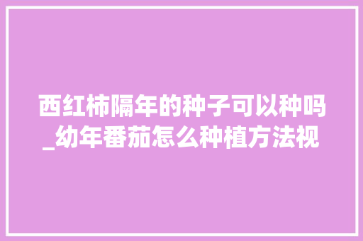 西红柿隔年的种子可以种吗_幼年番茄怎么种植方法视频 西红柿隔年的种子可以种吗_幼年番茄怎么种植方法视频 种植技巧