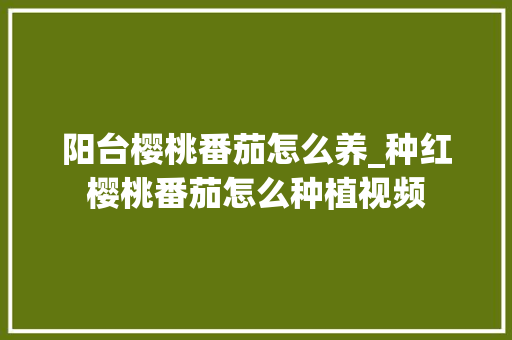 阳台樱桃番茄怎么养_种红樱桃番茄怎么种植视频 阳台樱桃番茄怎么养_种红樱桃番茄怎么种植视频 种植技巧