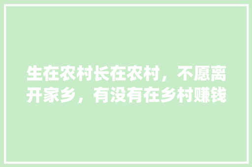 生在农村长在农村，不愿离开家乡，有没有在乡村赚钱的门路_迷你小番茄怎么种植视频教程